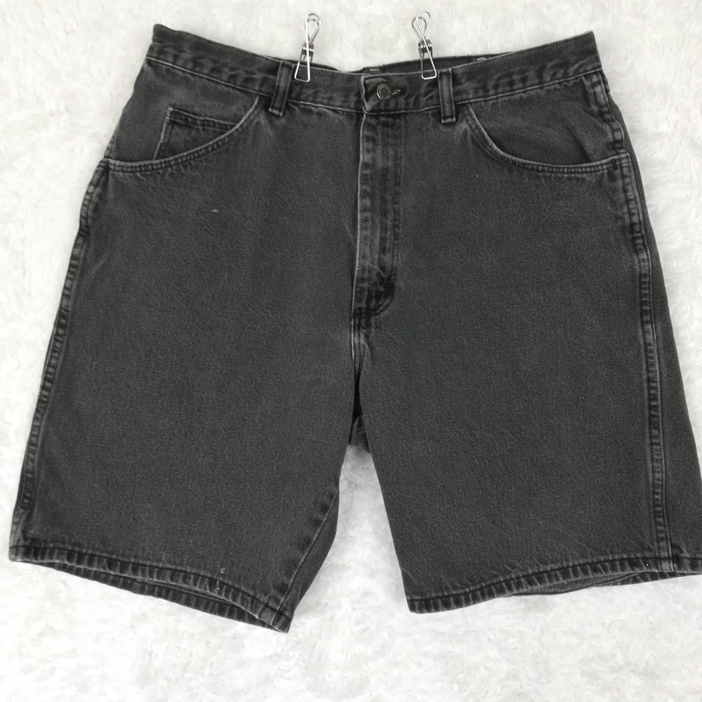 Vtg Wrangler Mens Shorts Faded Black Denim Relaxed Fit 32
